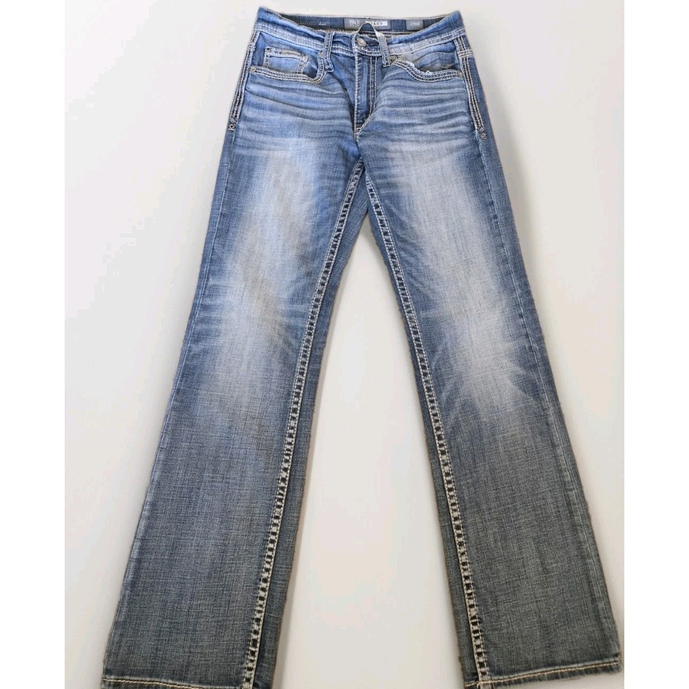 BKE Jeans Men 29R 29x31 Jake Straight Leg Blue Denim Buckle Western Stretch